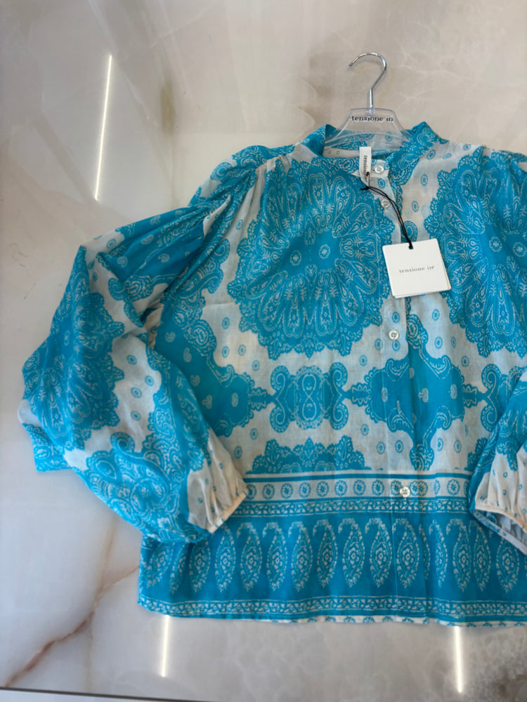 TENSIONE IN - CAMICIA IN MUSSOLA DI COTONE - AZZURRO ACQUA