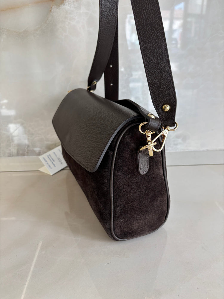 BORSA SUEDE E PELLE  - TESTA DI MORO