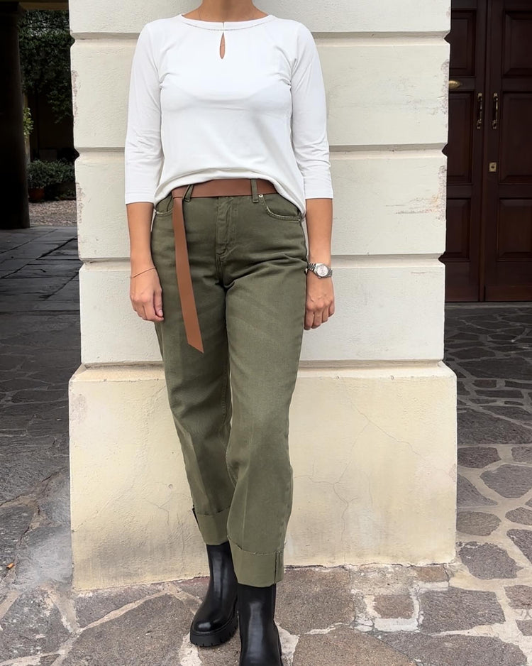 HAVEONE - PANTALONE " MANDY " - VERDE MILITARE