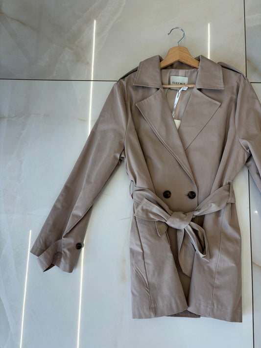 Susy mix - Trench corto doppiopetto - beige