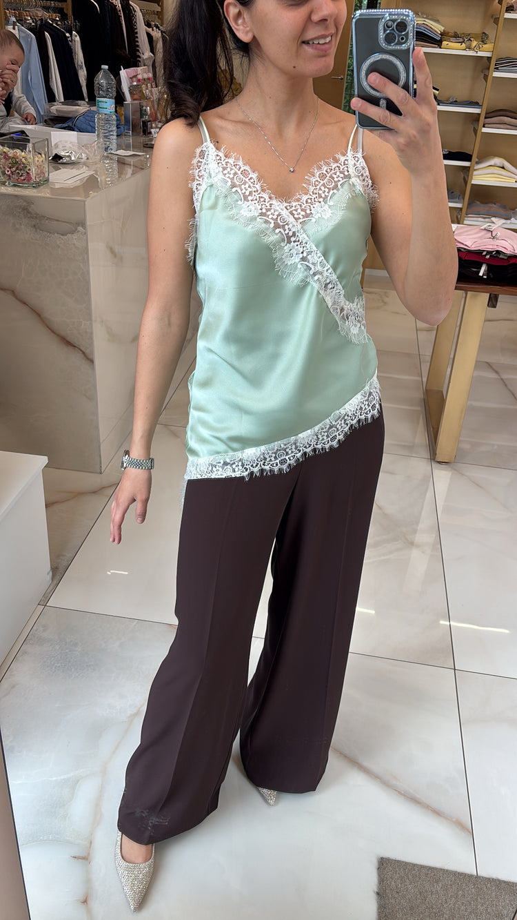 Susy mix - canotta pizzo - verde menta