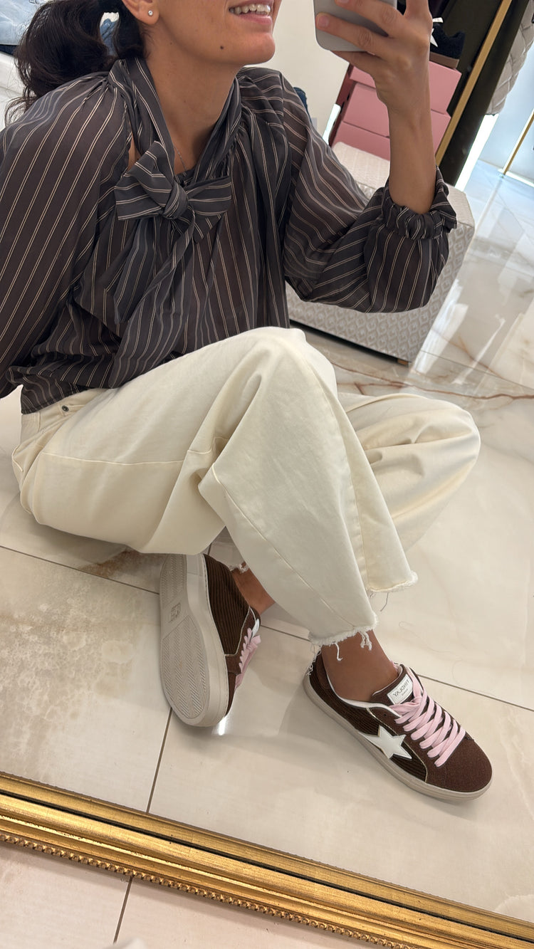 SUSY MIX - CAMICIA GESSATA  - MORO