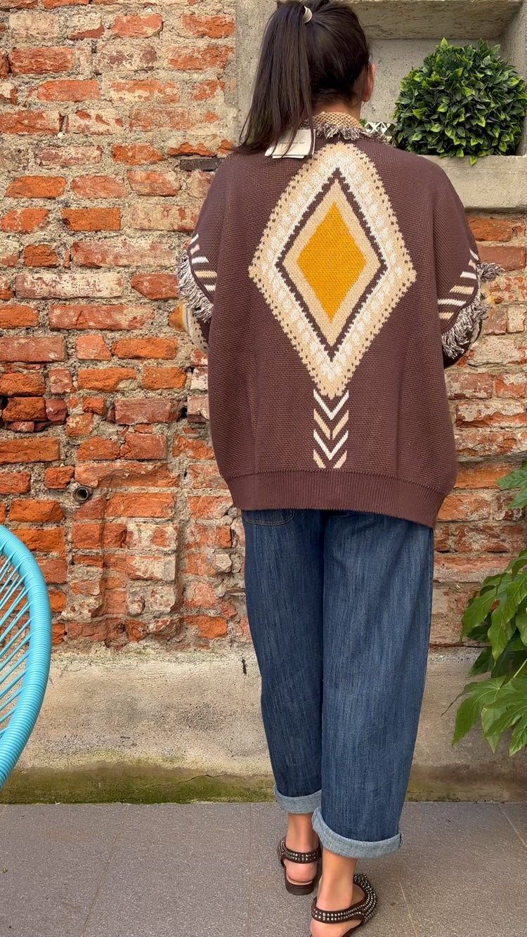 TENSIONE IN - CARDIGAN ROMBI - CHOCO