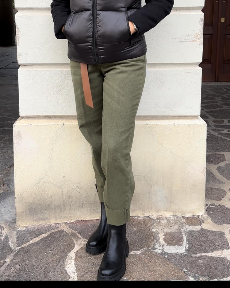 HAVEONE - PANTALONE " MANDY " - VERDE MILITARE