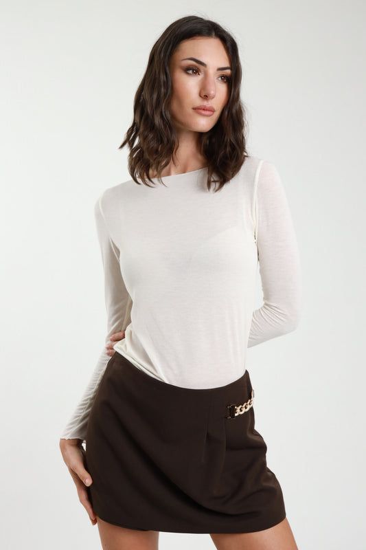 SUSY MIX - MAGLIA MISTO CACHEMIRE BARCHETTA - PANNA