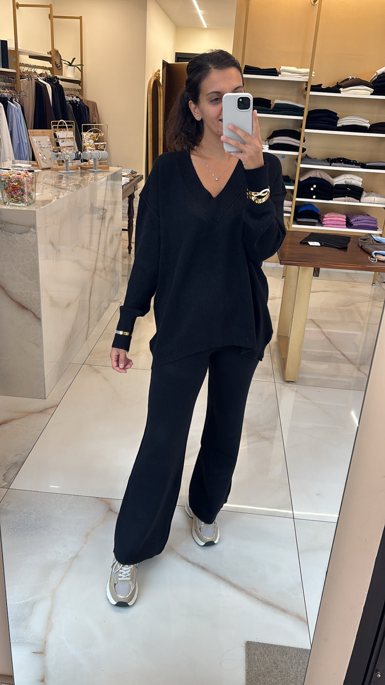 SUSY MIX -  COMPLETO MAGLIA V + PANTALONE - NERO