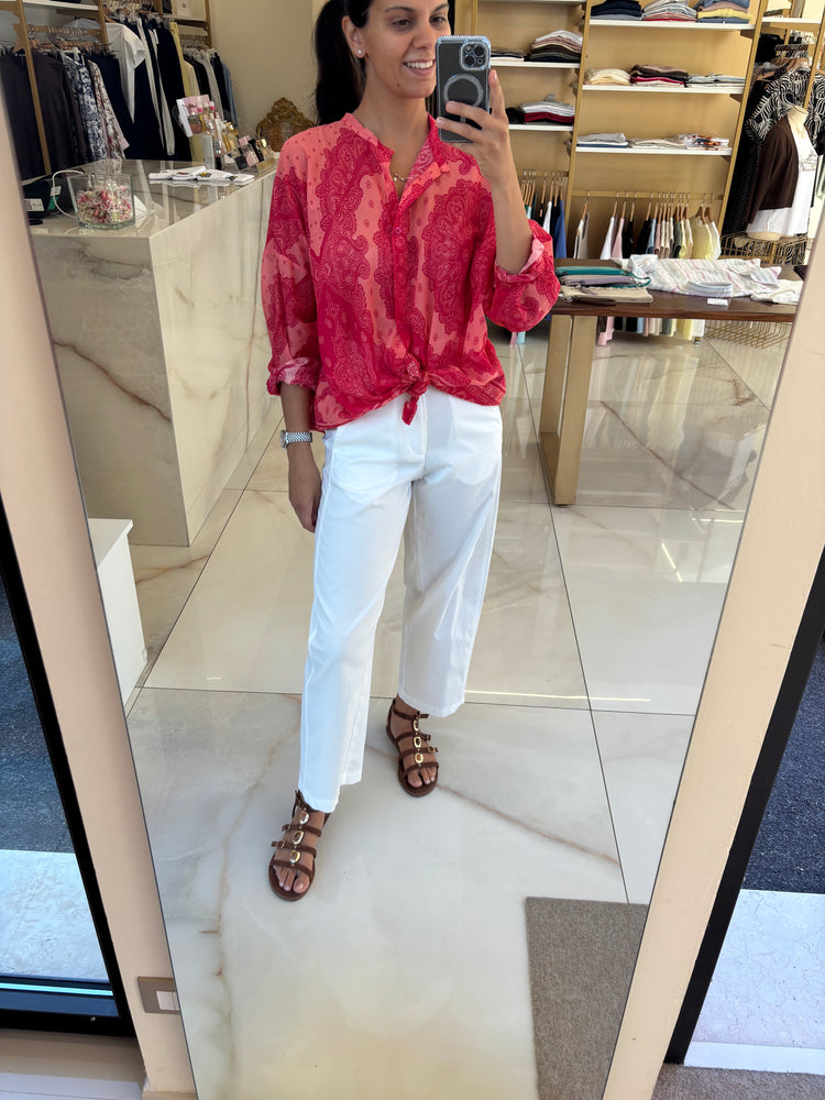 TENSIONE IN - CAMICIA IN MUSSOLA DI COTONE - BANDANA MAGENTA