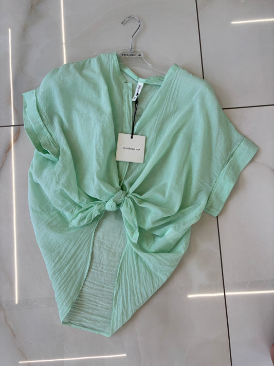 TENSIONE IN - CAMICIA MUSSOLA M. CORTA - VERDE MENTA