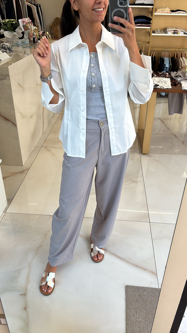 Susy mix - Camicia bottone gioiello - bianca