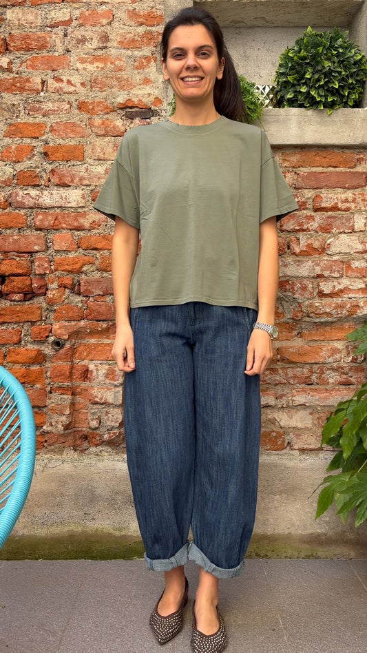 SUSY MIX - T SHIRT SCATOLETTA - VERDE SALVIA