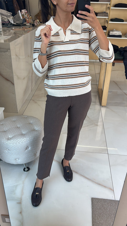 DANIEL & MAYER - PANTALONE BASICO cod. CAMERON PE2026 - CHOCO MELANGE