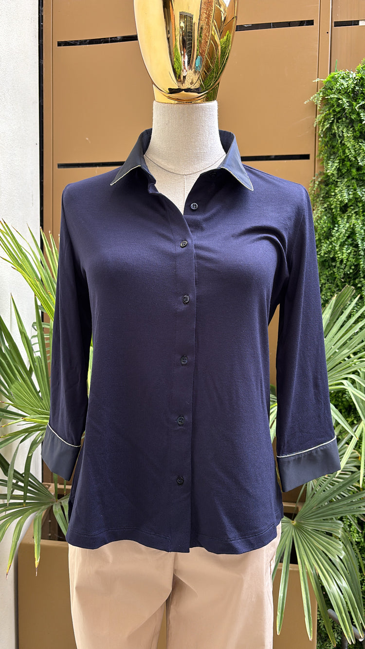 DANIEL E MAYER - CAMICIA IN MAGLIA - BLU NOTTE
