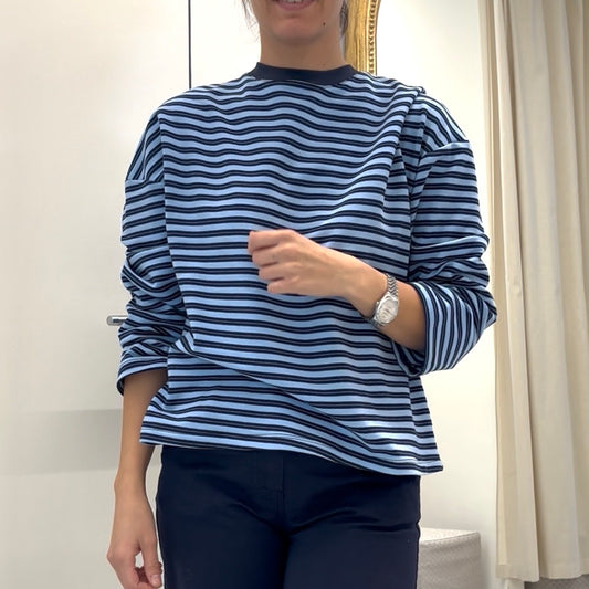 TENSIONE IN - FELPA RIGATA - BLU