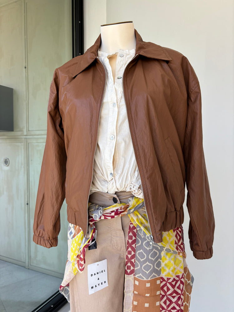Susy mix - Giubbino zip ecopelle - marrone