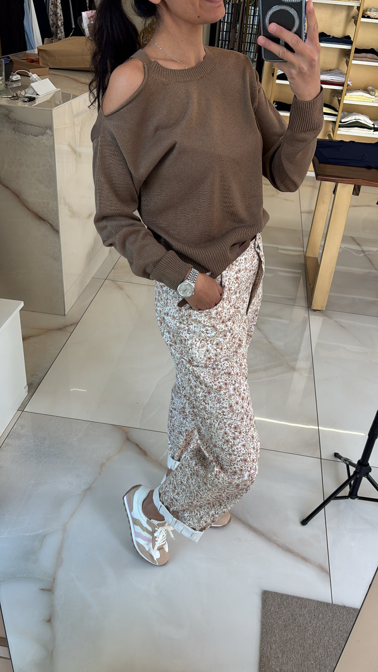 TENSIONE IN - MAGLIA CUT OUT - CHOCO MELANGE