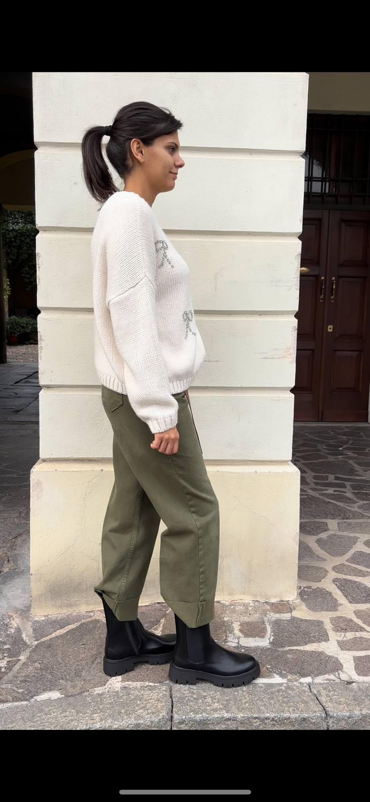 HAVEONE - PANTALONE " MANDY " - VERDE MILITARE