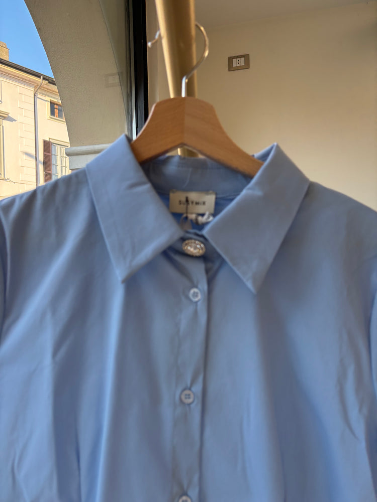 SUSY MIX - CAMICIA BOTTONE GIOIELLO - AZZURRA