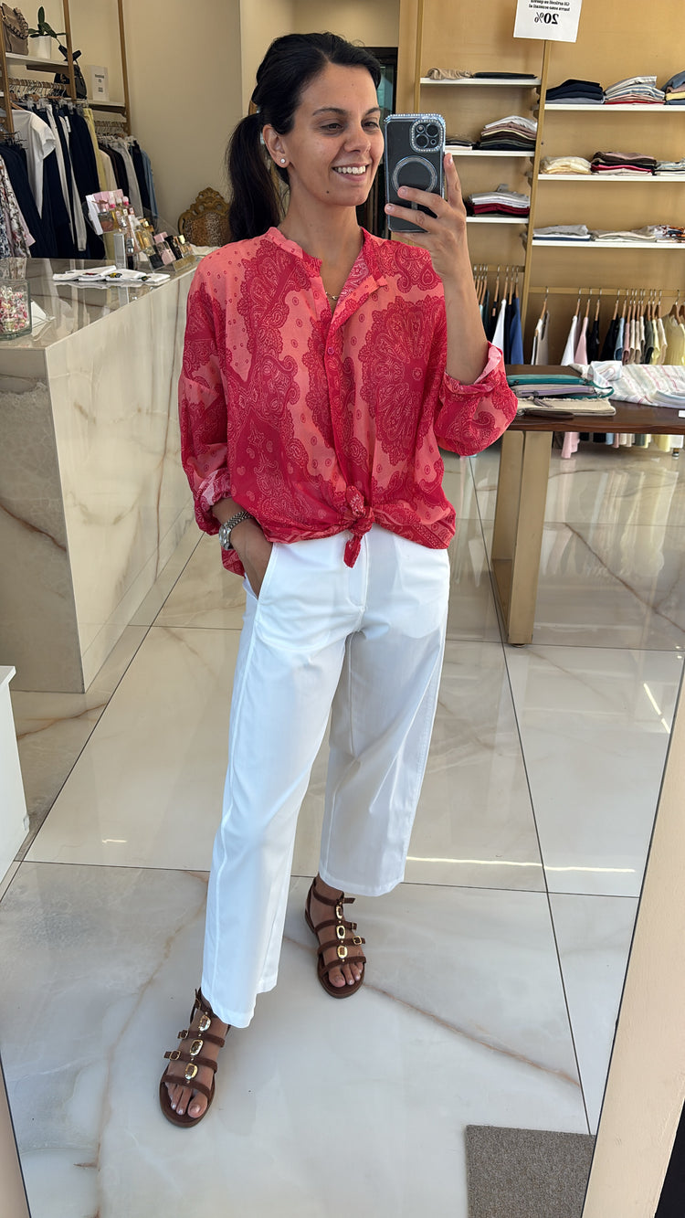 TENSIONE IN - CAMICIA IN MUSSOLA DI COTONE - BANDANA MAGENTA