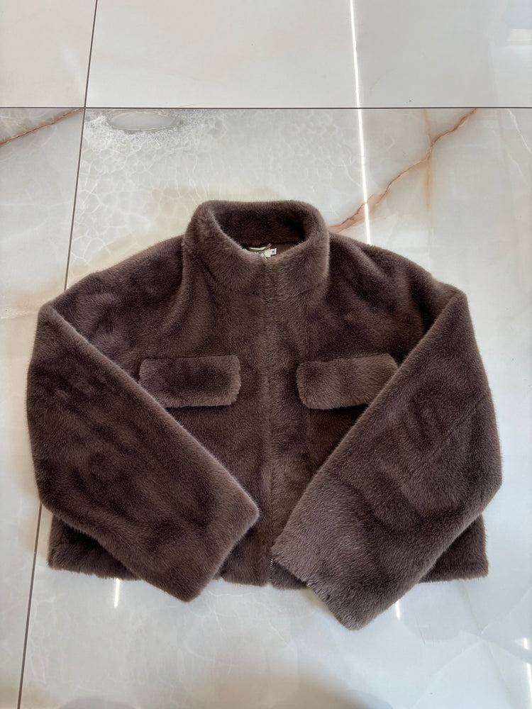SUSY MIX - GIACCA ZIP CON PELO - CARAMELLO