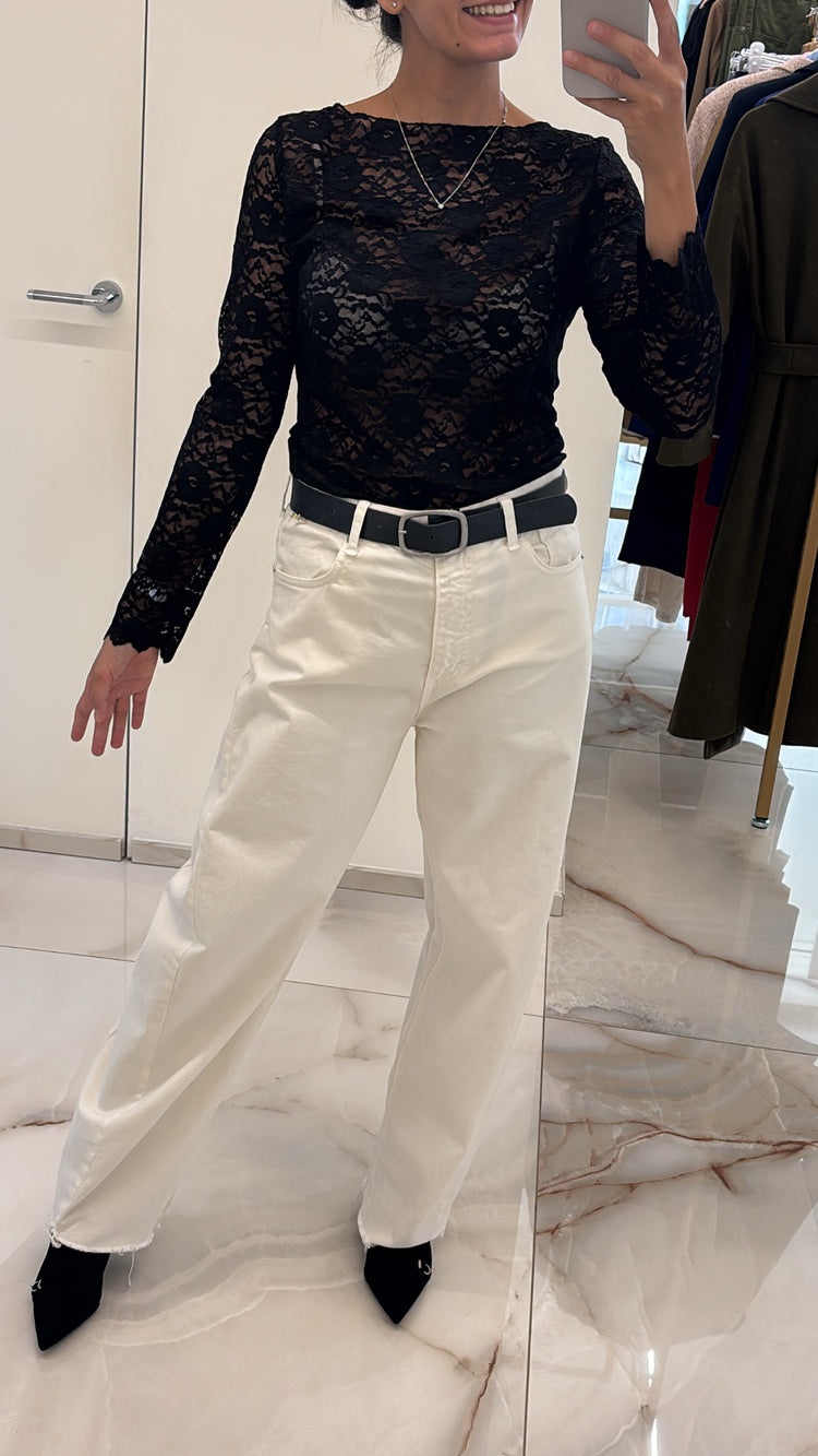 SUSY MIX - MAGLIA PIZZO MANICA 3 / 4 - NERA