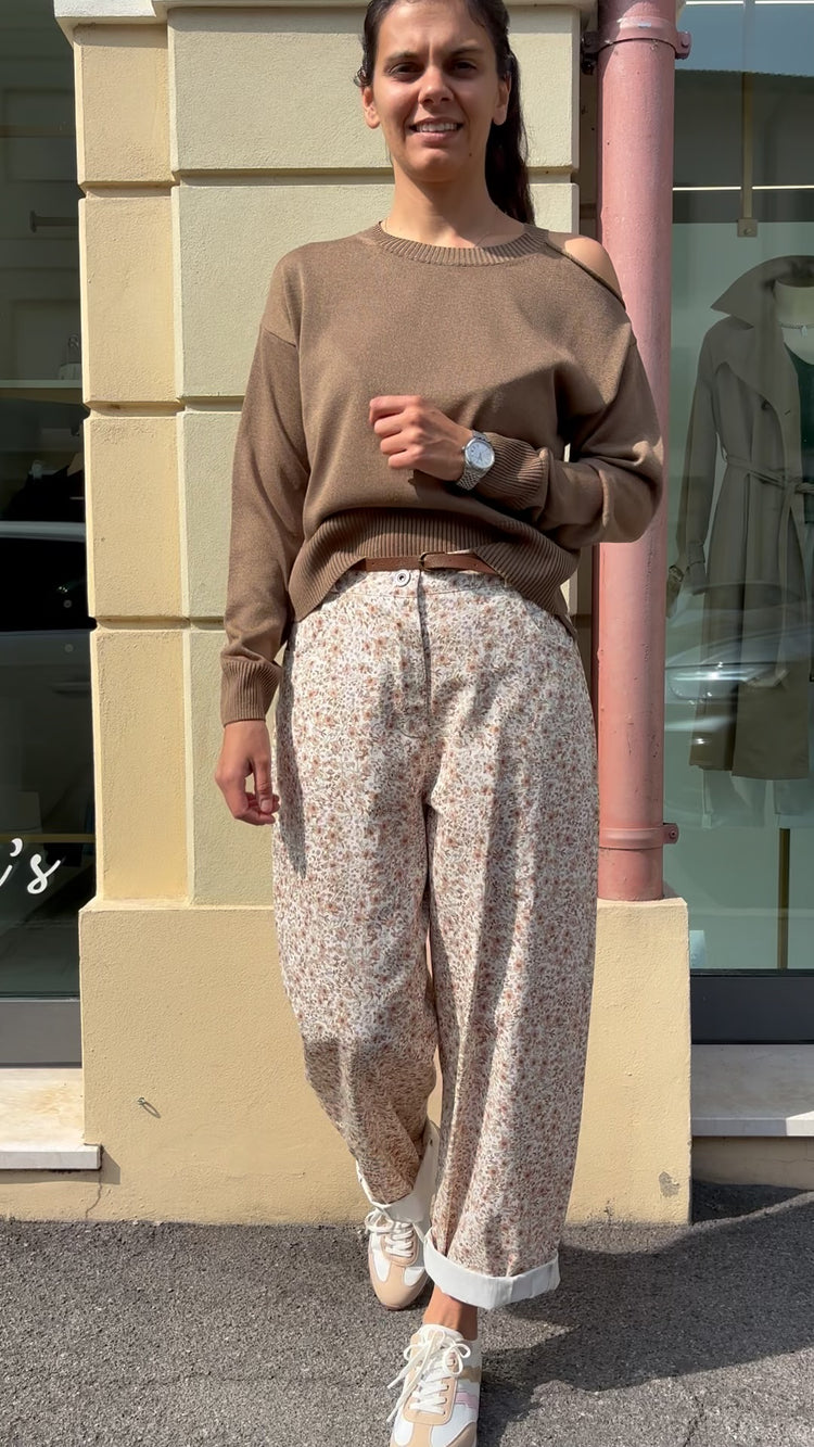 TENSIONE IN - MAGLIA CUT OUT - CHOCO MELANGE