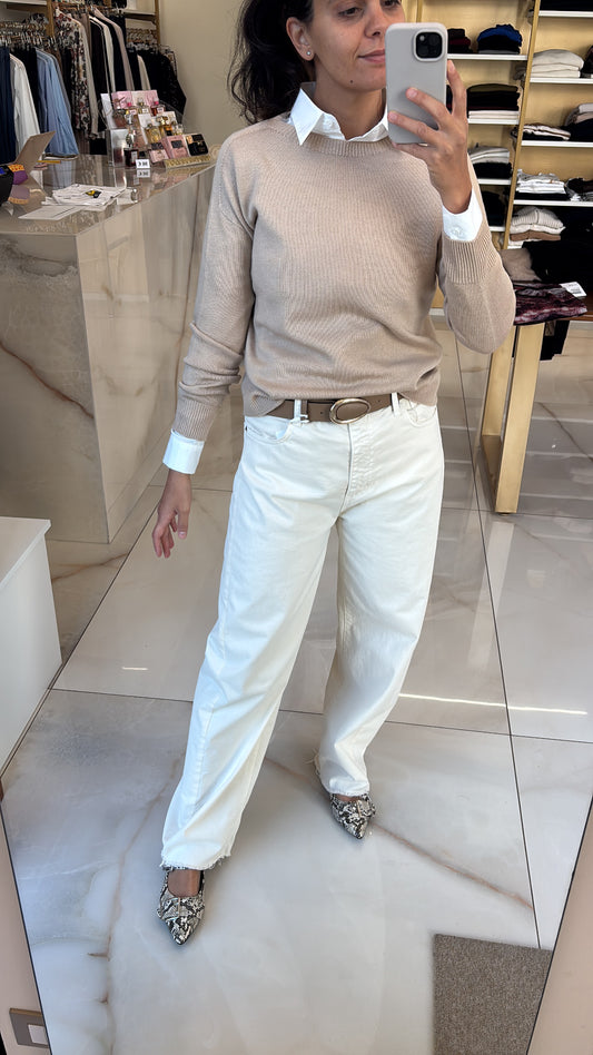 CARMEN - MAGLIONE GIROCOLLO cod. GRACE - BISCOTTO