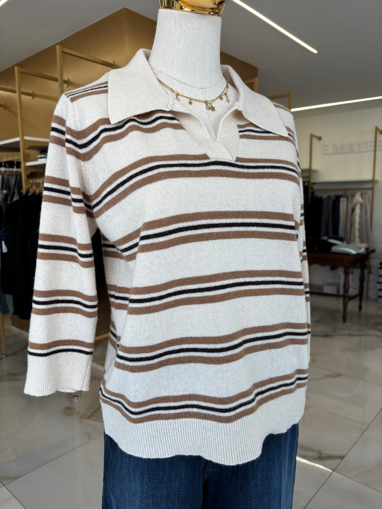 SUSY MIX - POLO IN MAGLIA A RIGHE - PANNA