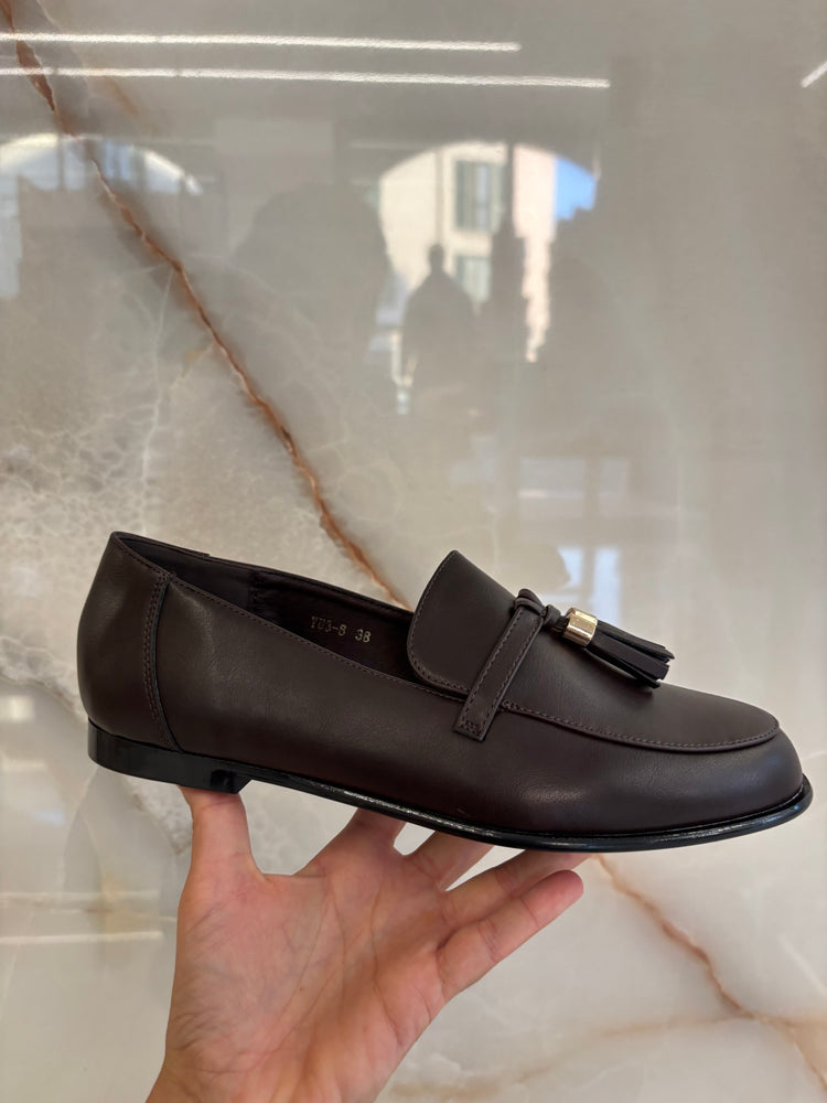 MOCASSINO ECOPELLE LISCIO - MARRONE