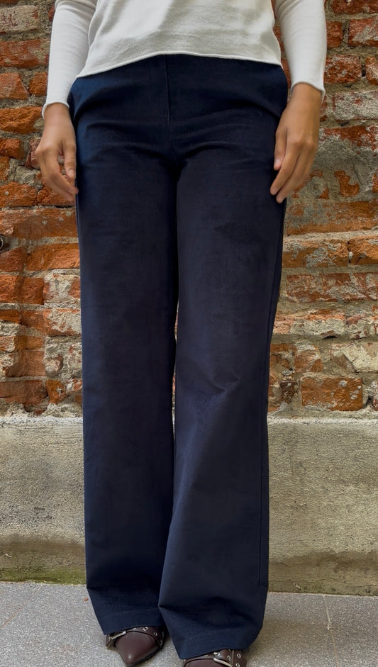 DANIEL & MAYER - PANTALONE IN TESSUTO MISTO VELLUTO - BLU