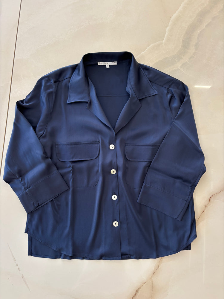 Daniel e Mayer - camicia in seta taschini - blu (Copia)