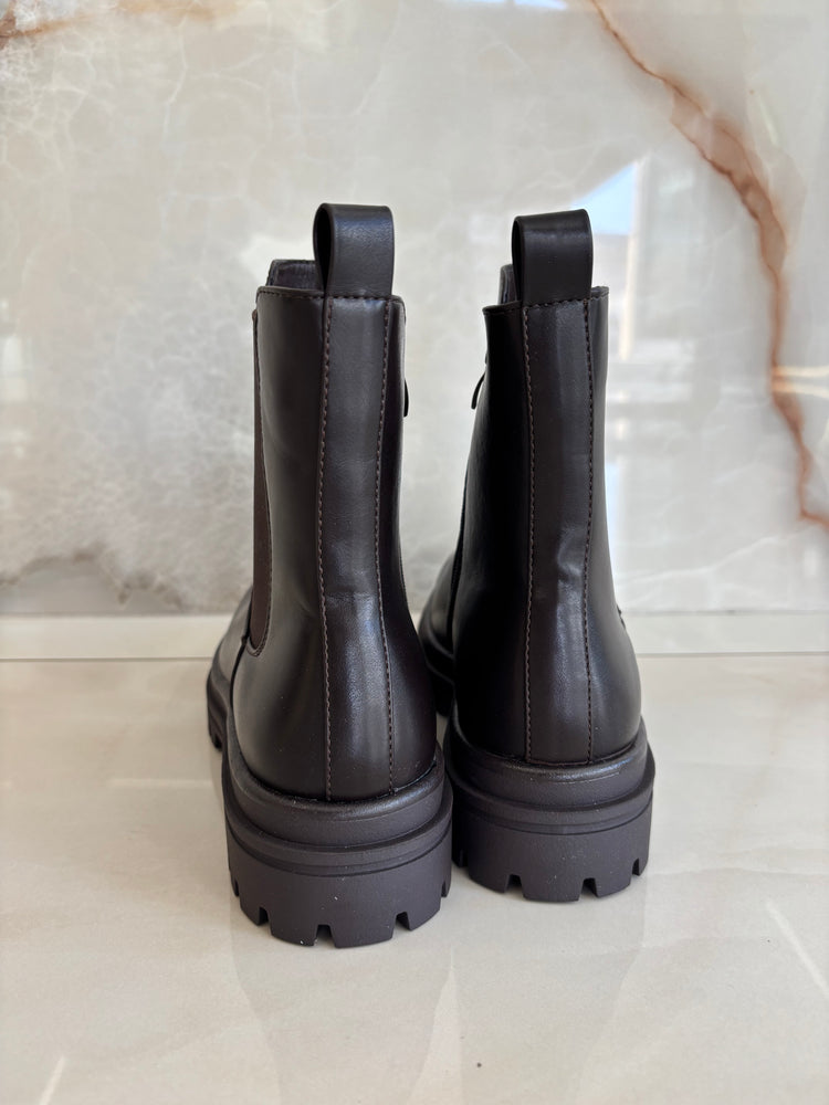 STIVALETTO BASSO LISCIO - MARRONE