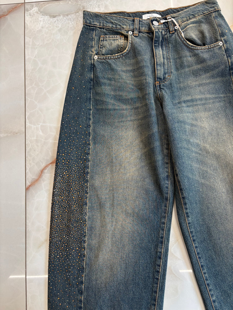 CARMEN - JEANS OVETTO CON STRASS - RAME