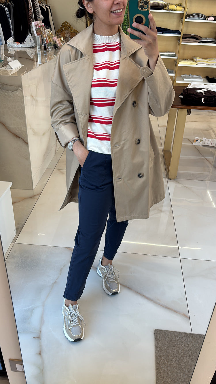 Susy mix - Maglia righe - panna e rossa