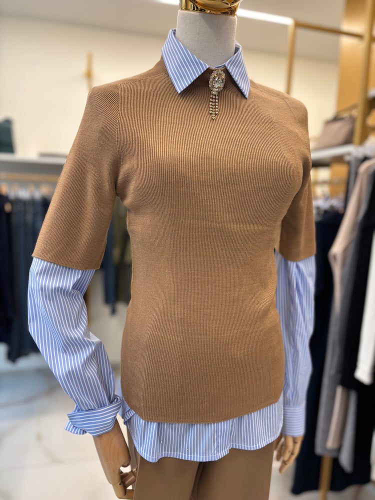 HAVEONE - MAGLIA MEZZO COLLO - CAMMELLO