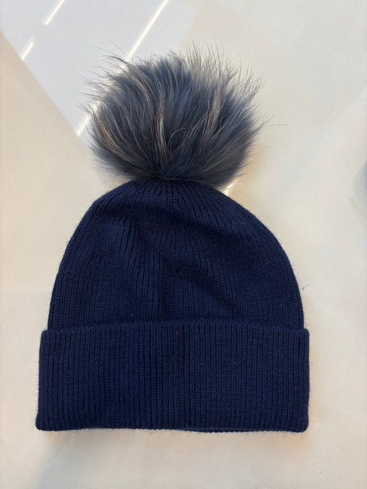 BERRETTA CON RISVOLTO E PON PON - DARCY - BLU