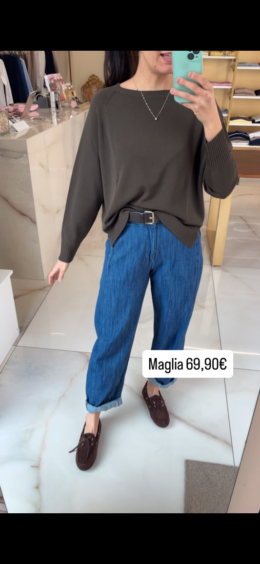 SUSY MIX - MAGLIA SCOLLO A BARCA - MORO