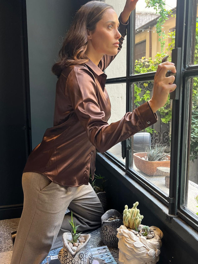 DANIEL E MAYER - MAGLIA CAMICIA SETA - LIQUIRIZA