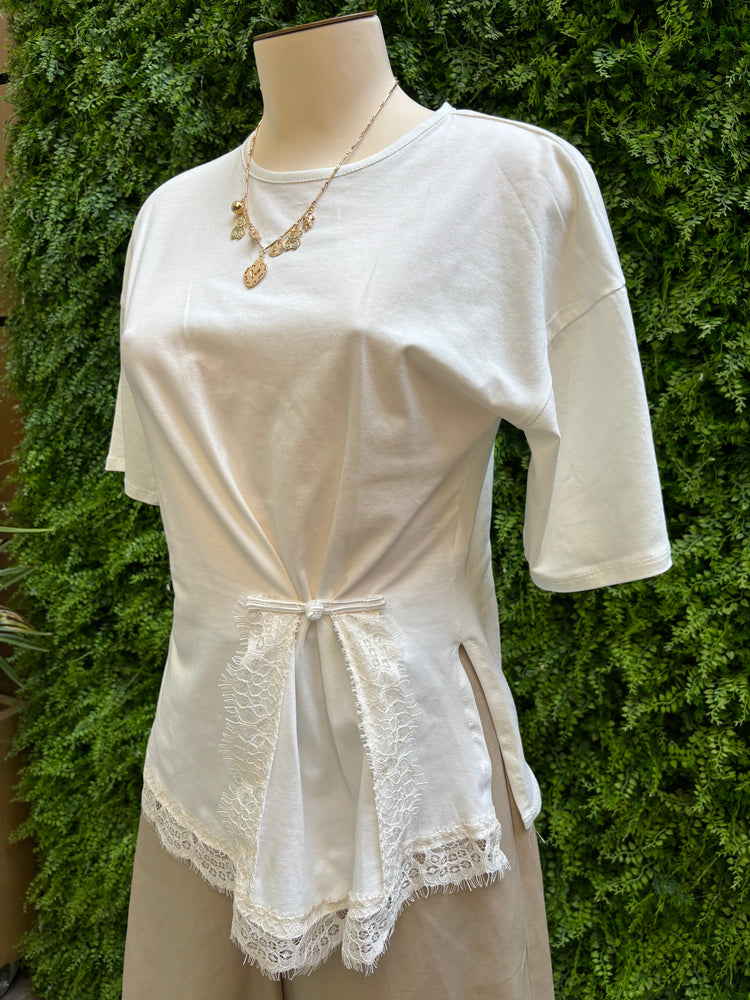 SUSY MIX - T SHIRT PIZZO - BIANCA