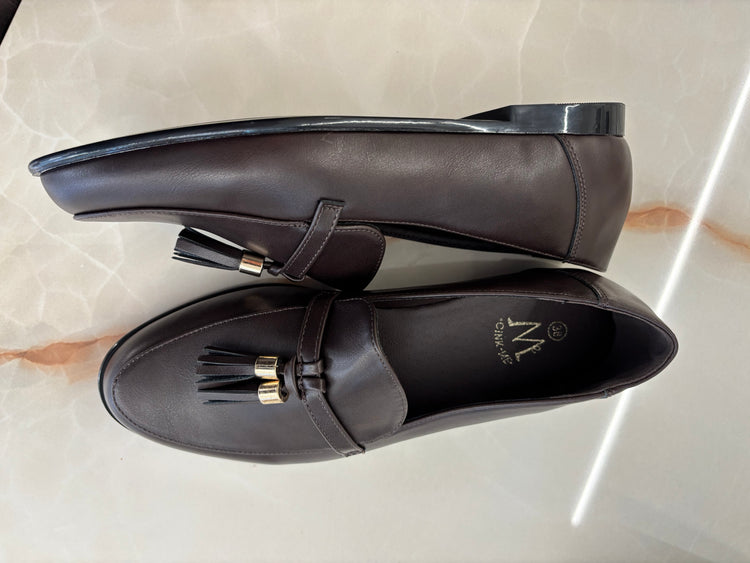 MOCASSINO ECOPELLE LISCIO - MARRONE
