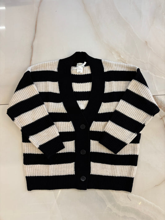 SUSY MIX - CARDIGAN RIGATO - NERO