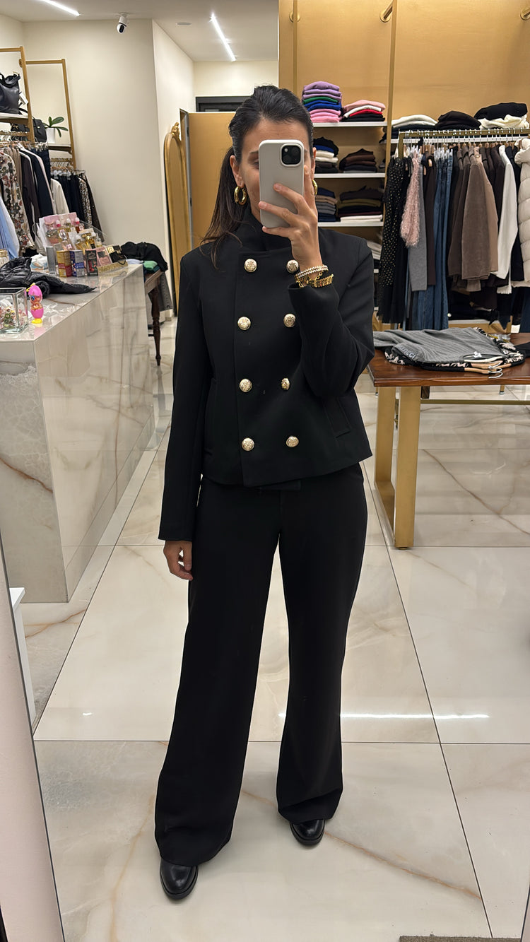 SUSY STAR - CAPPOTTO BOTTONI ORO - NERO