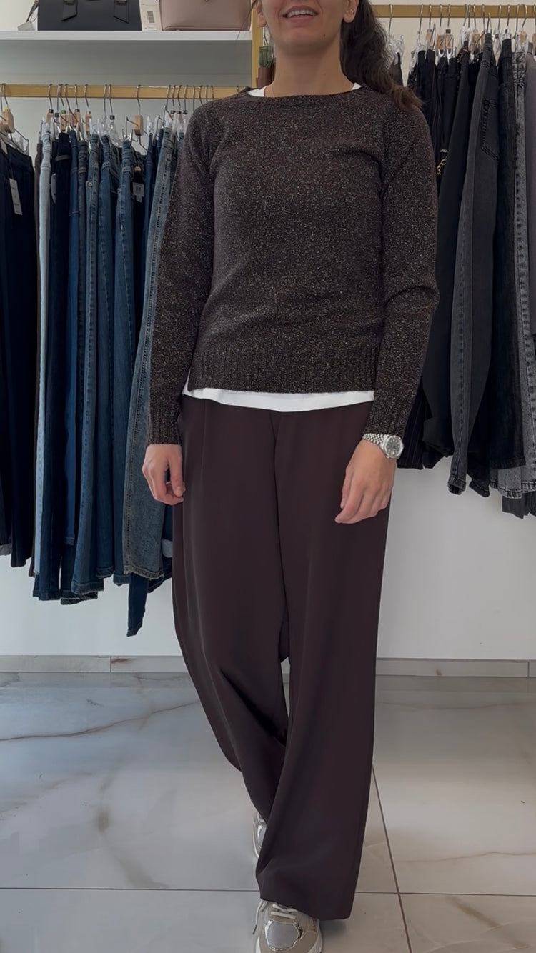 CARMEN - MAGLIONE GIROCOLLO - MARRONE