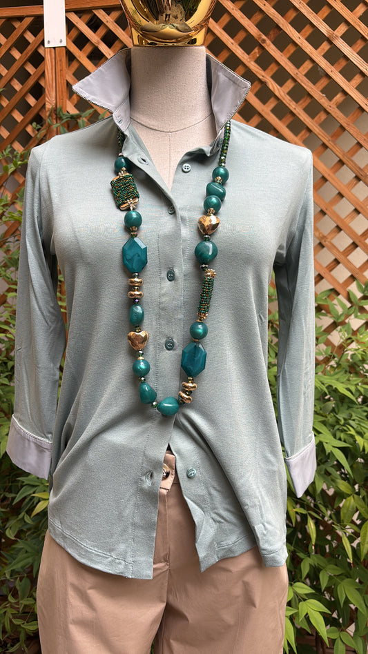 DANIEL E MAYER - CAMICIA IN MAGLIA - VERDE ACQUA