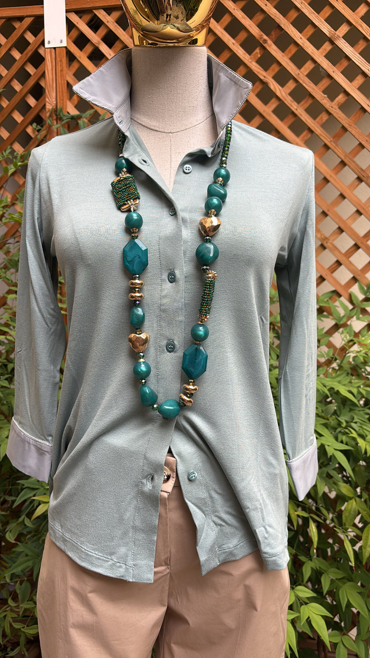 DANIEL E MAYER - CAMICIA IN MAGLIA - VERDE ACQUA