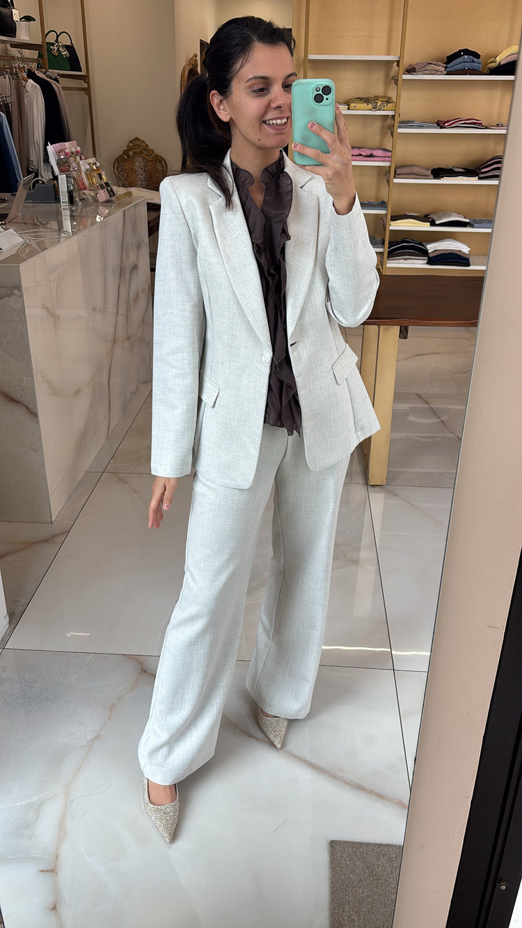CARMEN - TAILLEUR TRAMA - PANTALONE PANNA