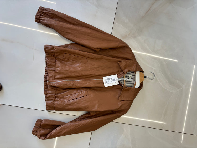 Susy mix - Giubbino zip ecopelle - marrone
