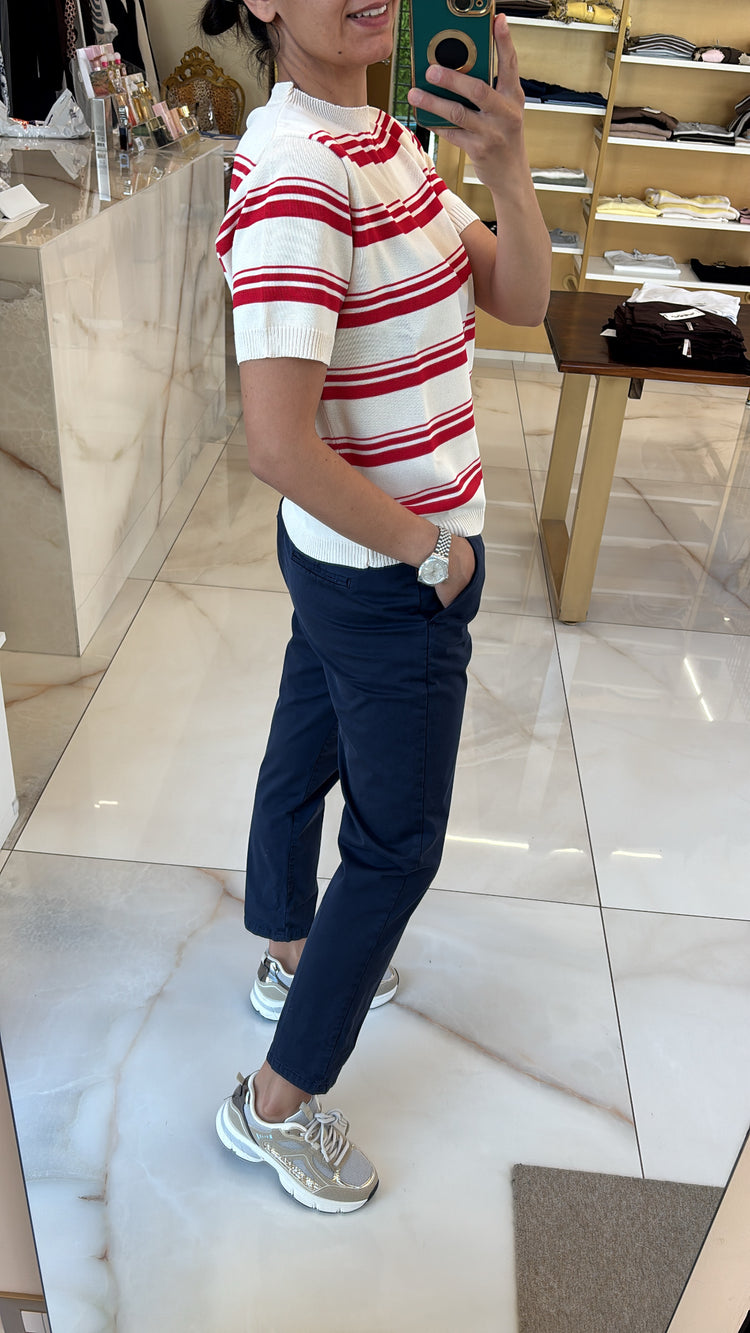 Susy mix - Maglia righe - panna e rossa