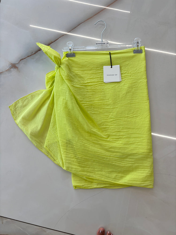 TENSIONE IN - GONNA IN MUSSOLA DI COTONE - GIALLO LIME