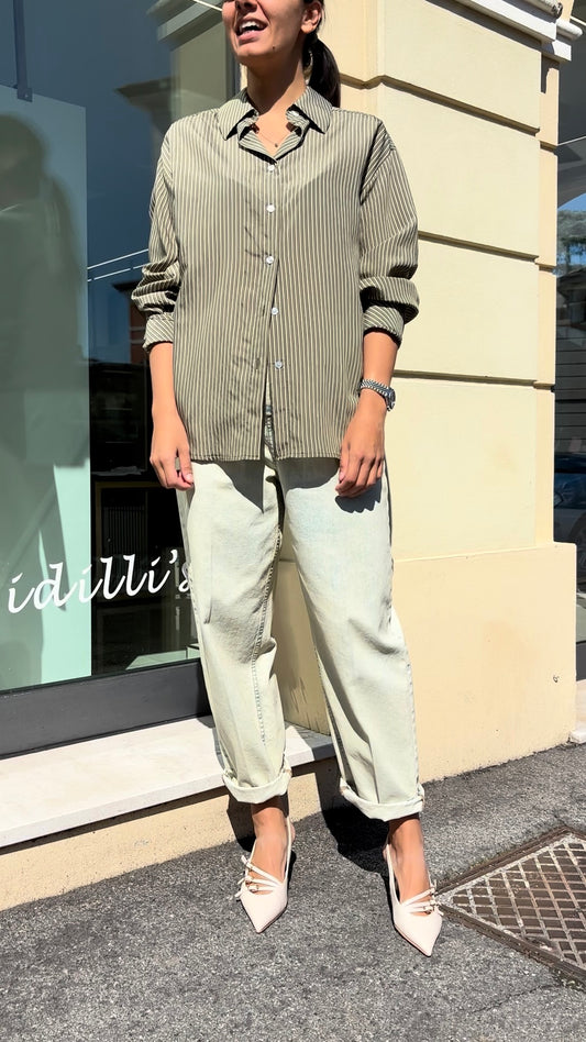 SUSY MIX - CAMICIA RIGHE - VERDE MILITARE