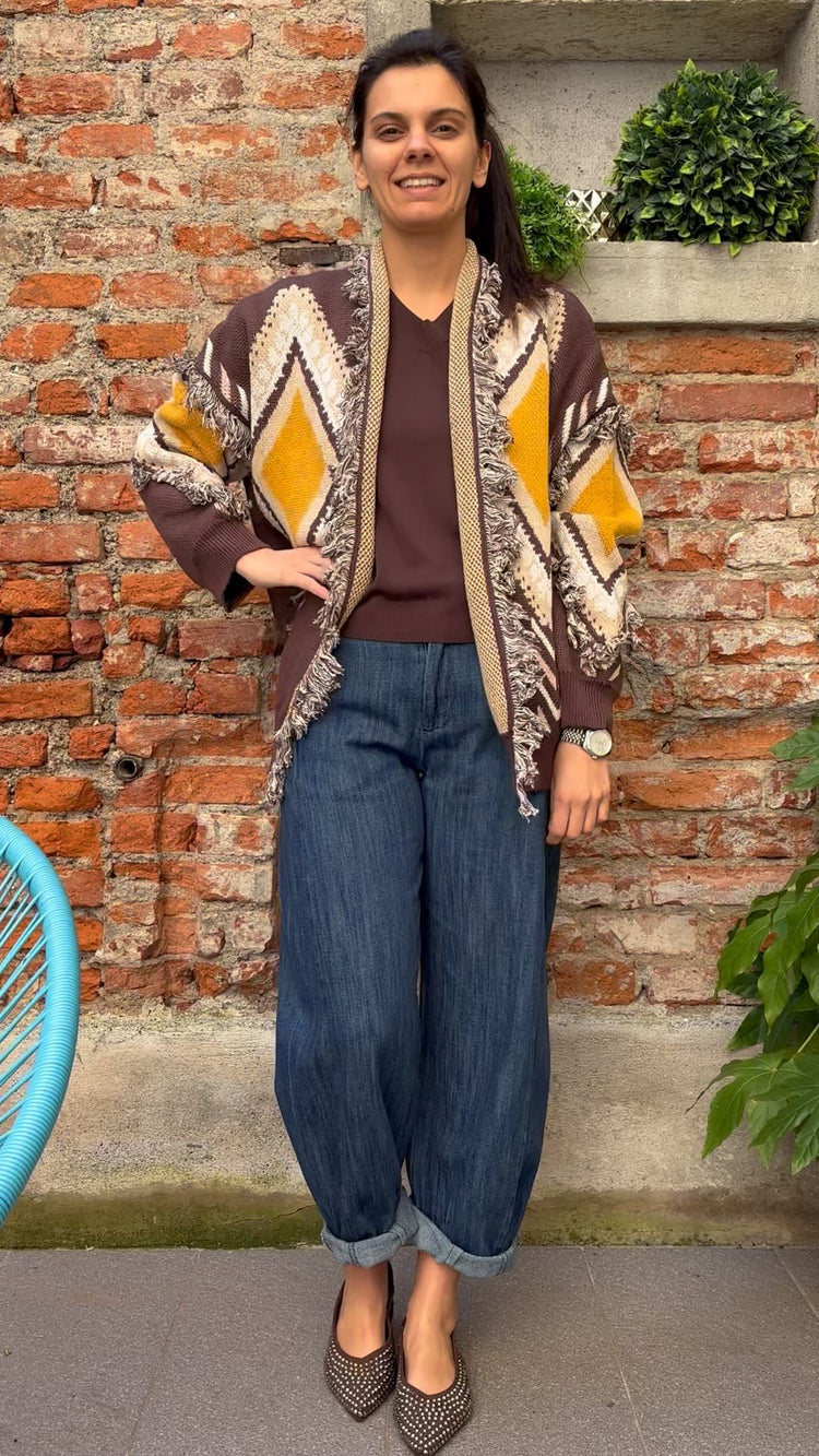 TENSIONE IN - CARDIGAN ROMBI - CHOCO